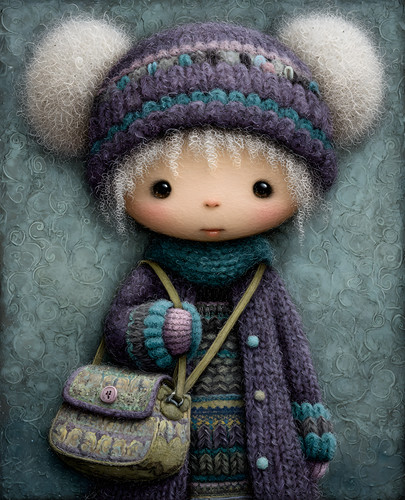 Tiny winter doll purple - tiny,
